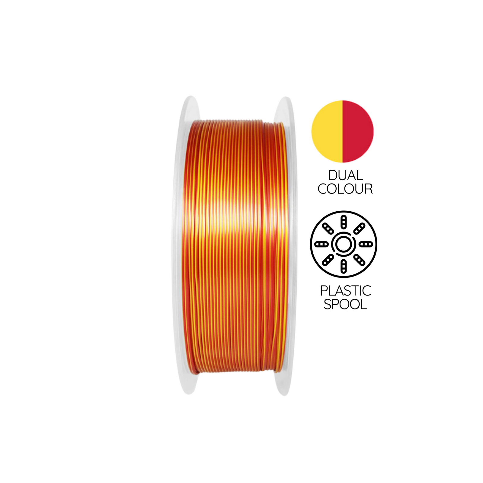 1 x Silk PLA 3D Filament 1.75mm Tricolour Gold & Red & Black - 1KG