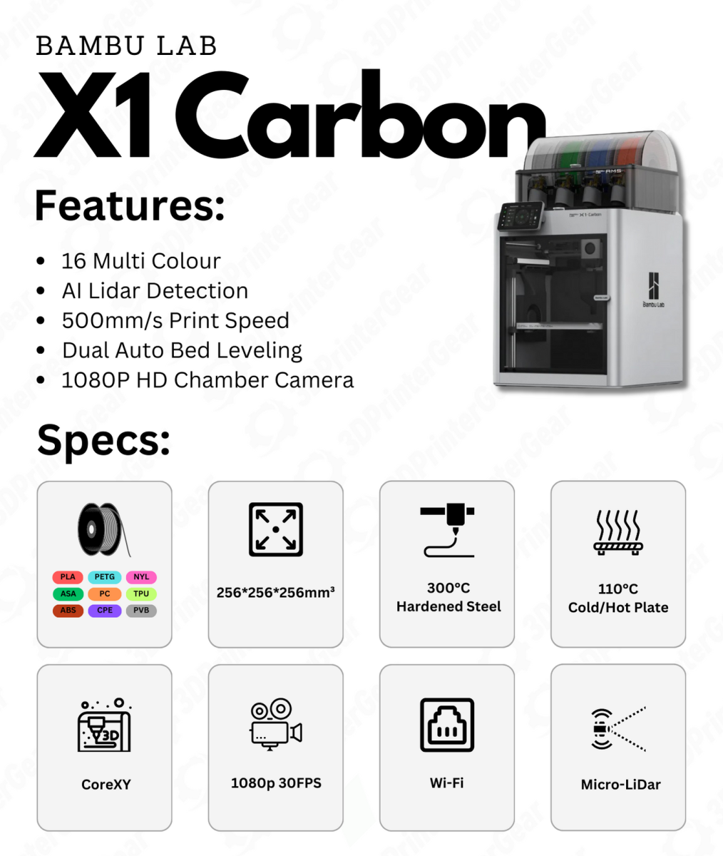 Bambu Lab X1 Carbon Product Specifications